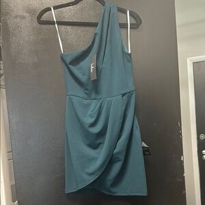 Lulu's Blue One-Shoulder Asymmetrical Cocktail Dress